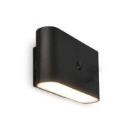 LED-væglampe Chat, sort, 16 cm, plast, sensor