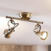 Lindby loftlampe Perseas, 31 cm, 2 lyskilder, antik messing, GU10