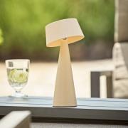 LED-bordlampe Solino, beige, solcelle/USB, 26 cm, IP44