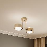 Loftlampe Mado, stål messingfarvet, glas opal, 2 lyskilder.