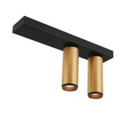 LOOM DESIGN LED-loftspot X-Beam, 2 lyskilder, sort/guld