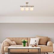 Loftlampe Atmaca, 3 lyskilder, antik guld, glas, 60 cm