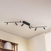 Lindby LED-loftlampe Eldrin, 6 lyskilder, spots, sort