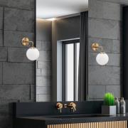 Væglampe Viran, antik guld, glas, højde 25 cm, E14