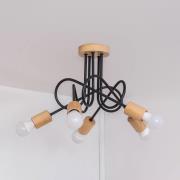 Loftlampe Oxford, sort, træ, metal, 5 lyskilder, Ø 47 cm