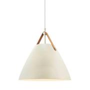 Pendellampe Strap, sandfarvet, Ø 36 cm, metal/læder