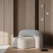 Gulvlampe Lindita, 3 lyskilder, glas, jern, røggrå, E14