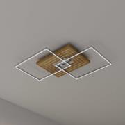 LED-loftlampe Inka L, længde 75 cm, lyst træ, dæmpbar