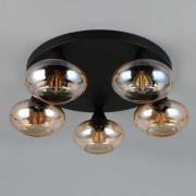 Loftlampe Divina, ravfarvet, Ø 49 cm, 5 lyskilder, glas