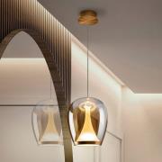 LED-hængelampe Suspiro, Ø 25 cm, guld-/ravfarvet, glas