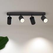 Calex GU10 loftspot, sort, længde 49 cm, 4 lyskilder, metal