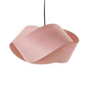 LZF pendellampe Nut, lyserød/nikkelfarvet, længde 42 cm træ
