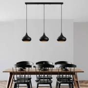 Hængelampe Muba, sort, længde 120 cm, metal