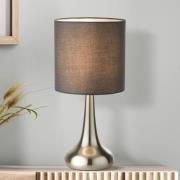 Bordlampe Neraiah, grå/sølv, tekstil, 34 cm, dæmpbar