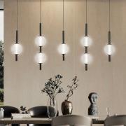 LED-hængelampe Abeona, længde 105 cm, sort metal, 7 lyskilder.