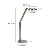 LED-bordlampe Ringlux, stålfarvet, metal, 2.700 K, dæmper