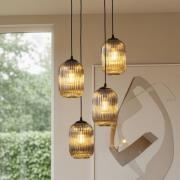 Verdi pendellampe, Ø 30 cm, sort/røggrå, glas, 4 lyskilder.