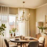 Lysekrone Ferra, messing antik, 5 lyskilder