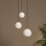 pendellampe Bina, længde 45 cm hvid/sort, porcelæn 3 lyskilder