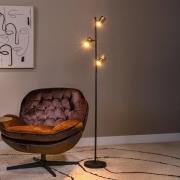 Gulvlampe Upton, højde 154 cm, sort/røggrå, 3 lyskilder.
