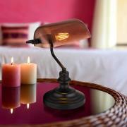 Bordlampe Antique, kobberfarvet/mat sort, højde 37 cm