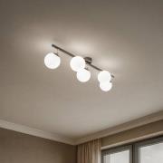 Loftslampe Drum, kaffe, glas, længde 80 cm, 5 lyskilder, G9