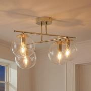 Loftlampe Zoe, guldfarvet, længde 51 cm, glas, 4 lyskilder