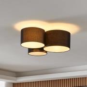 Loftlampe Pastore 2, længde 61 cm, sort, 3 lyskilder, stof