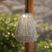 Lindby LED-solcellelampe til ophæng, Austas, grå, Ø 32 cm, USB, IP54