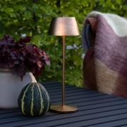 LED-batteridrevet bordlampe Eze, mat kobber, 32 cm, IP54, USB