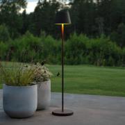 LED-akku-gulvlampe Pomezia, sort, 124 cm, IP54, USB