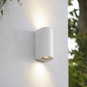 Lindby udendørs væglampe Aluvo, hvid, 16 cm, IP65, riflet