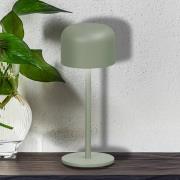 LED-batteridrevet bordlampe Finley salviegrøn Højde 22 cm Metal IP54