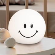 LED-akkulampe Smiley, hvid, Ø 13 cm, silikone
