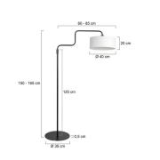 Gulvlampe Bloeba, sort/hvid, højde 165 cm, linned