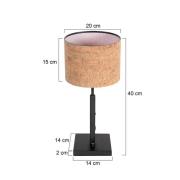 Bordlampe Stang, sort/brun, højde 40 cm, kork