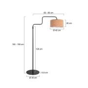 Gulvlampe Bloeba, sort/brun, højde 165 cm, kork