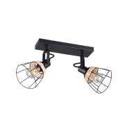 Loftlampe Jerome, længde 36 cm, 2 lyskilder, sort mat metal