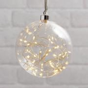 Glow LED-dekokugle af glas, Ø 15 cm, klar