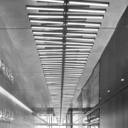 Vibia LED-hængelampe RHYTHM, gråbrun 199 x 87 cm 927 dæmpbar