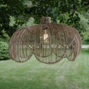 Udendørs hængelampe Belle, naturrattan, Ø 53 cm, stik IP44