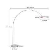 LED-buelampe Ringlux, stålfarvet, metal, CCT, dæmpbar