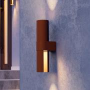 udendørs LED-væglampe Montelauro, rustfarvet, højde 32 cm metal