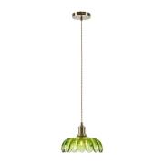 Hængelampe Kurage, antik messing/grøn, glas, Ø 26 cm, E27