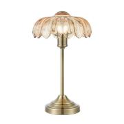 Bordlampe Kurage, gammel messing/ravfarvet, glas, højde 43 cm, E27