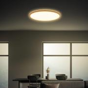 LED-loftlampe Tava Wood, Ø 42 cm, plast, 3.000 K