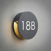 Lucande LED-udendørs væglampe Advero, antracit, husnummer CCT