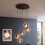 Hængelampe Rocamar 1, kobber, Ø 59 cm, 5 lyskilder, metal/glas