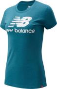 New Balance Essentials Stacked Logo Tshirt Damer Spar2540 Blå Xs