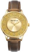 Mark Maddox Herreur MC0013-25 Classic Guldfarvet/Læder Ø38 mm